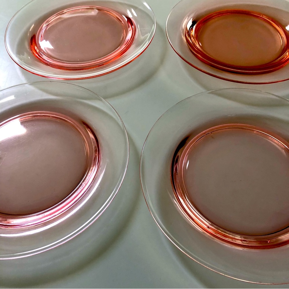Four Tiffin Pink Depression Glass Plates Pattern 14196